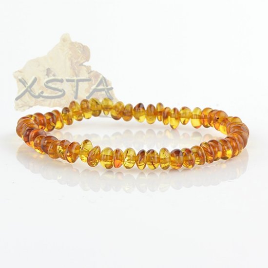 Amber bracelet flat beads cognac